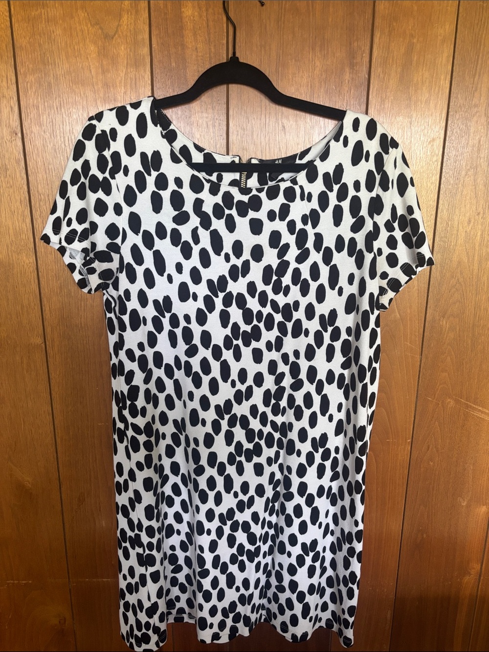H&M Black and White Dalmatian-Spot Short Sleeve Tunic